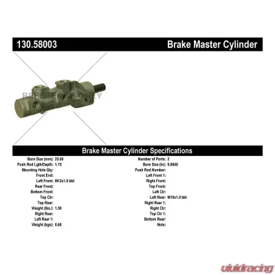 Centric Premium Brake Master Cylinder 130.58003 - 130.58003
