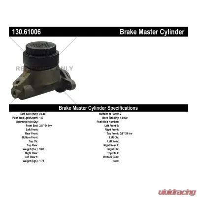 Centric Premium Brake Master Cylinder 130.61006 - 130.61006