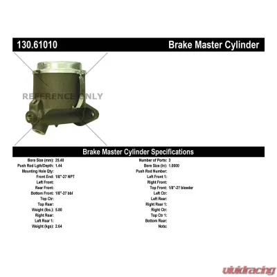 Centric Premium Brake Master Cylinder 130.61010 - 130.61010