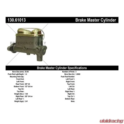 Centric Premium Brake Master Cylinder 130.61013 - 130.61013