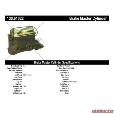 Centric Premium Brake Master Cylinder 130.61022 - 130.61022