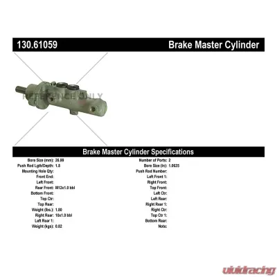 Centric Premium Brake Master Cylinder 130.61059 - 130.61059