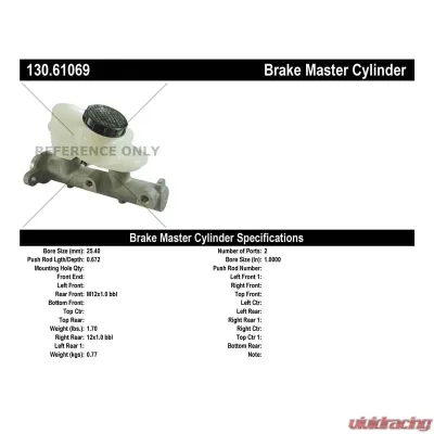 Centric Premium Brake Master Cylinder 130.61069 - 130.61069