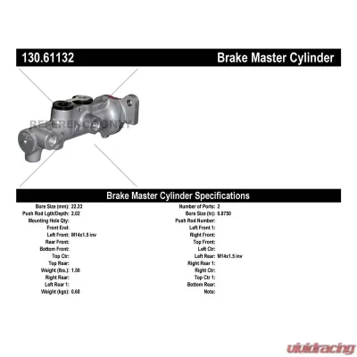 Centric Premium Brake Master Cylinder 130.61132 - 130.61132