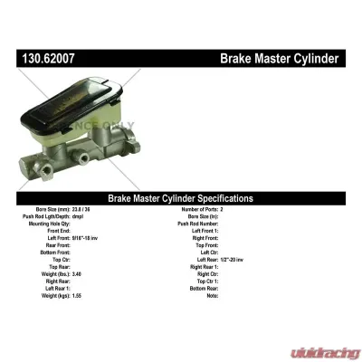 Centric Premium Brake Master Cylinder 130.62007 - 130.62007