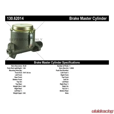 Centric Premium Brake Master Cylinder 130.62014 - 130.62014