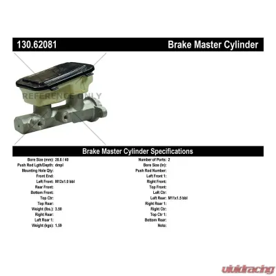 Centric Premium Brake Master Cylinder 130.62081 - 130.62081