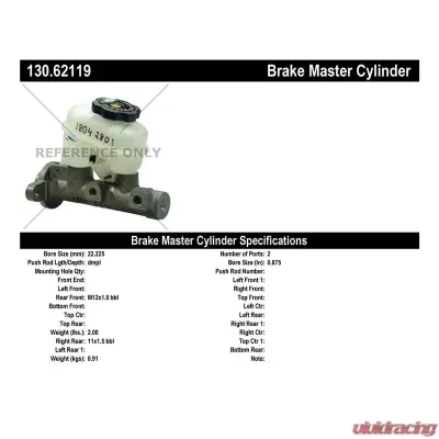 Centric Premium Brake Master Cylinder 130.62119 - 130.62119
