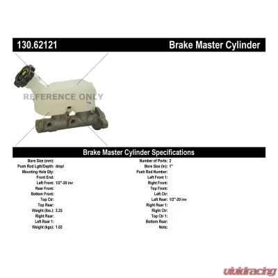 Centric Premium Brake Master Cylinder 130.62121 - 130.62121
