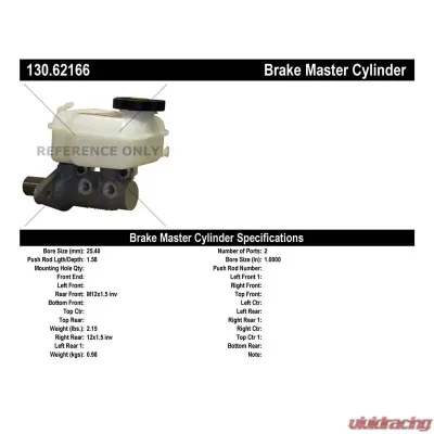 Centric Premium Brake Master Cylinder 130.62166 - 130.62166