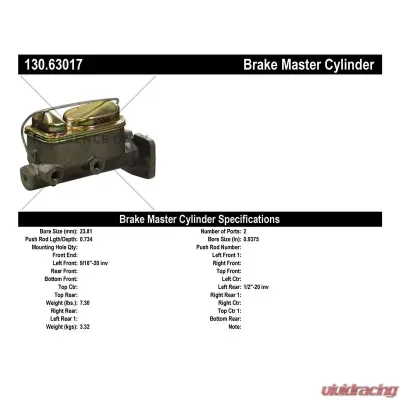 Centric Premium Brake Master Cylinder 130.63017 - 130.63017