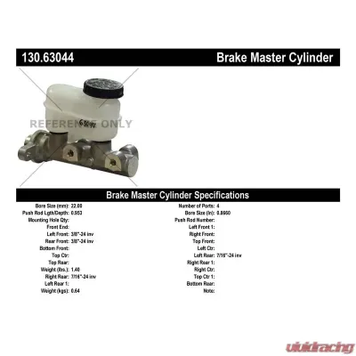 Centric Premium Brake Master Cylinder 130.63044 - 130.63044