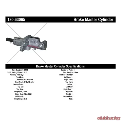 Centric Premium Brake Master Cylinder 130.63065 - 130.63065