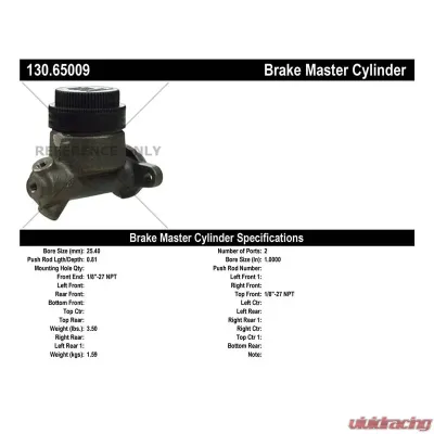 Centric Premium Brake Master Cylinder 130.65009 - 130.65009