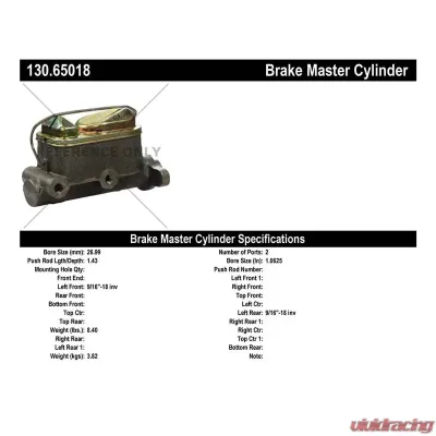 Centric Premium Brake Master Cylinder 130.65018 - 130.65018