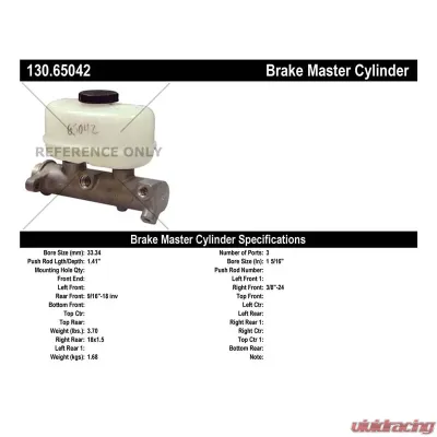 Centric Premium Brake Master Cylinder 130.65042 - 130.65042