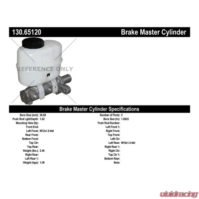 Centric Premium Brake Master Cylinder 130.65120 - 130.65120