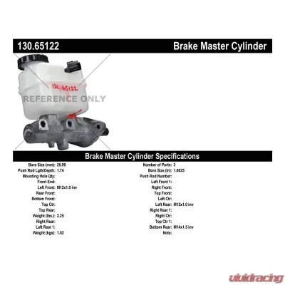 Centric Premium Brake Master Cylinder 130.65122 - 130.65122