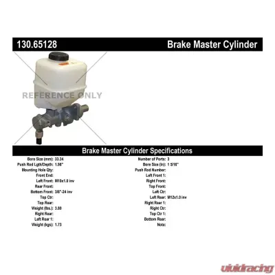Centric Premium Brake Master Cylinder 130.65128 - 130.65128