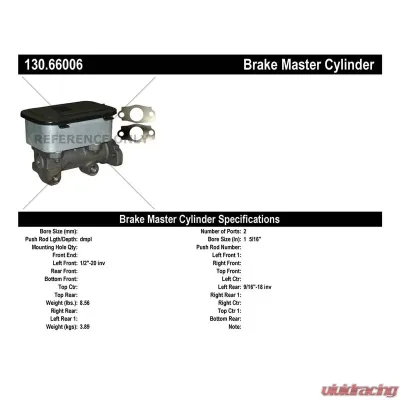 Centric Premium Brake Master Cylinder 130.66006 - 130.66006