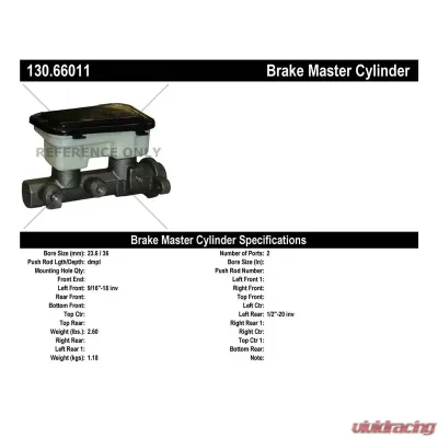 Centric Premium Brake Master Cylinder 130.66011 - 130.66011