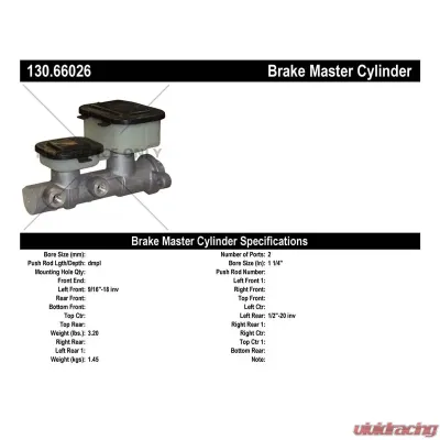 Centric Premium Brake Master Cylinder 130.66026 - 130.66026