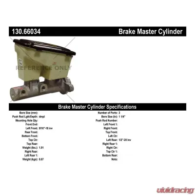 Centric Premium Brake Master Cylinder 130.66034 - 130.66034
