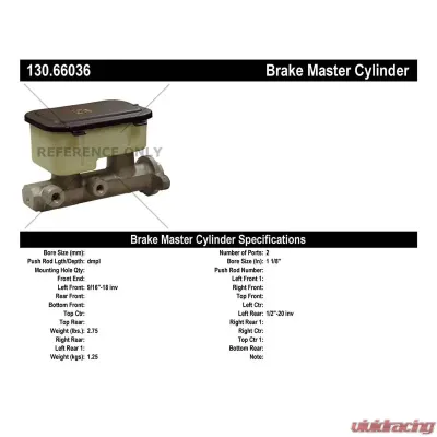 Centric Premium Brake Master Cylinder 130.66036 - 130.66036