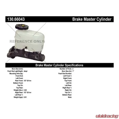Centric Premium Brake Master Cylinder 130.66043 - 130.66043