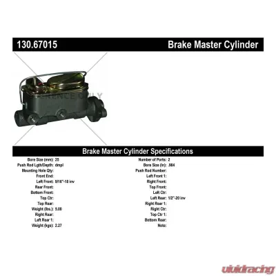 Centric Premium Brake Master Cylinder 130.67015 - 130.67015