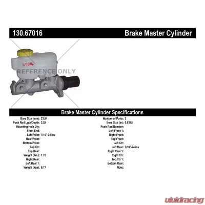 Centric Premium Brake Master Cylinder 130.67016 - 130.67016