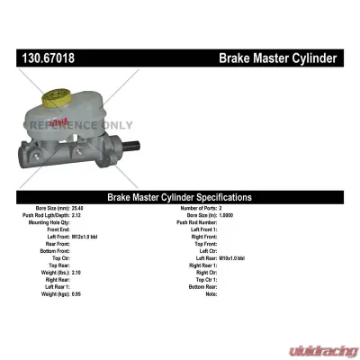 Centric Premium Brake Master Cylinder 130.67018 - 130.67018