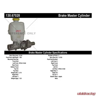 Centric Premium Brake Master Cylinder 130.67028 - 130.67028