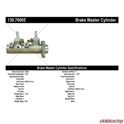 Centric Premium Brake Master Cylinder 130.76005 - 130.76005