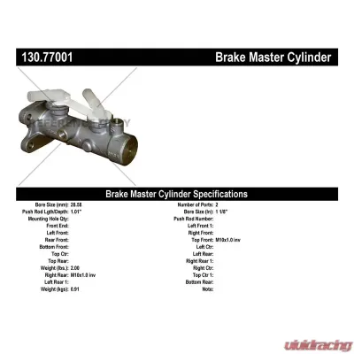 Centric Premium Brake Master Cylinder 130.77001 - 130.77001