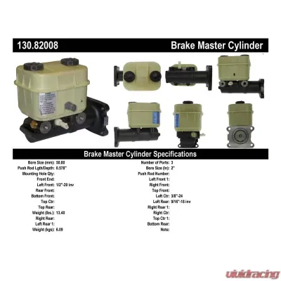Centric Premium Brake Master Cylinder 130.82008 - 130.82008