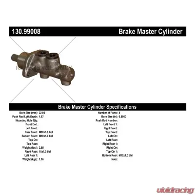 Centric Premium Brake Master Cylinder 130.99008 - 130.99008