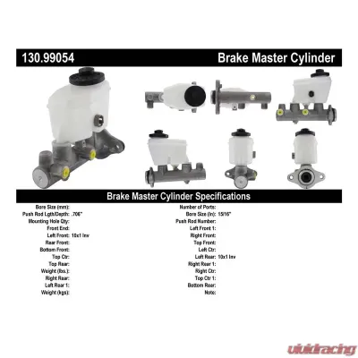 Centric Premium Brake Master Cylinder 130.99054 - 130.99054