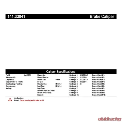 Centric Semi-Loaded Brake Caliper 141.33041 - 141.33041