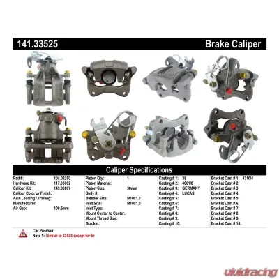 Centric Semi-Loaded Brake Caliper 141.33525 - 141.33525