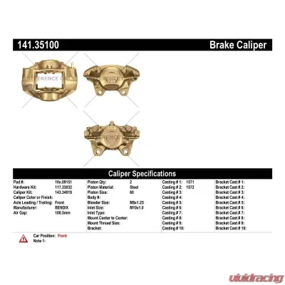 Centric Semi-Loaded Brake Caliper 141.35100 - 141.35100