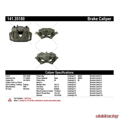 Centric Semi-Loaded Brake Caliper 141.35180 - 141.35180