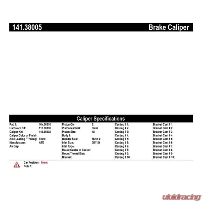 Centric Semi-Loaded Brake Caliper 141.38005 - 141.38005