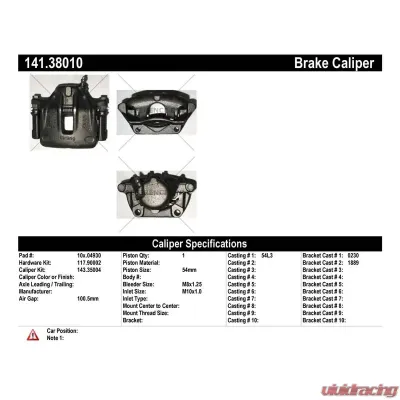Centric Semi-Loaded Brake Caliper 141.38010 - 141.38010