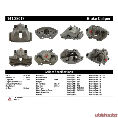 Centric Semi-Loaded Brake Caliper 141.38017 - 141.38017