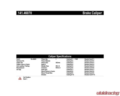 Centric Semi-Loaded Brake Caliper 141.46070 - 141.46070