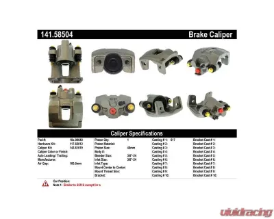 Centric Semi-Loaded Brake Caliper with New Phenolic Pistons 141.58504 - 141.58504
