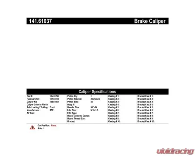 Centric Semi-Loaded Brake Caliper 141.61037 - 141.61037