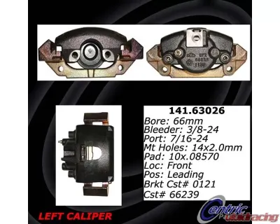 Centric Semi-Loaded Brake Caliper with New Phenolic Pistons 141.63026 - 141.63026