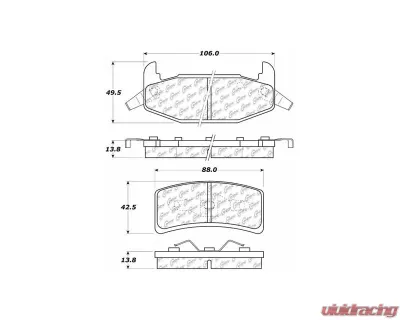 Centric Premium Semi-Metallic Brake Pads with Shims and Hardware 300.03770 - 300.03770